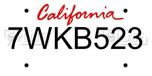 7WKB523 California License Plate