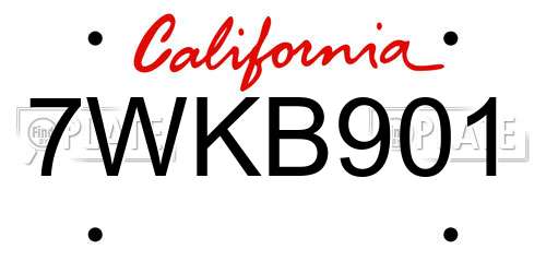 7WKB901 California License Plate