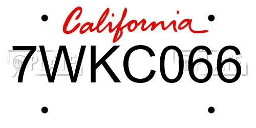 7WKC066 California License Plate
