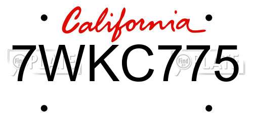 7WKC775 California License Plate