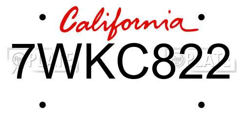 7WKC822 California License Plate
