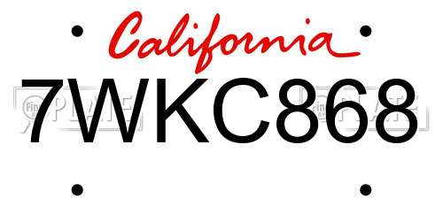 7WKC868 California License Plate
