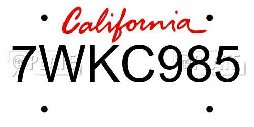 7WKC985 California License Plate