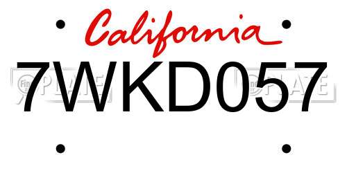 7WKD057 California License Plate