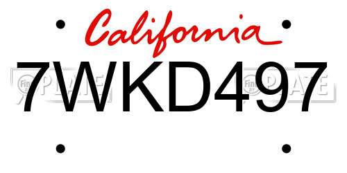 7WKD497 California License Plate
