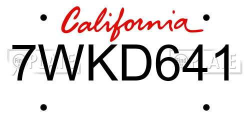 7WKD641 California License Plate