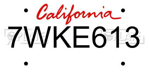 7WKE613 California License Plate