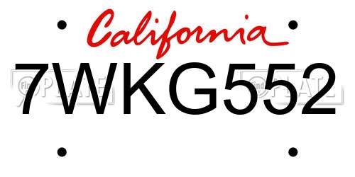 7WKG552 California License Plate