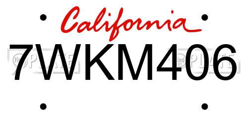 7WKM406 California License Plate