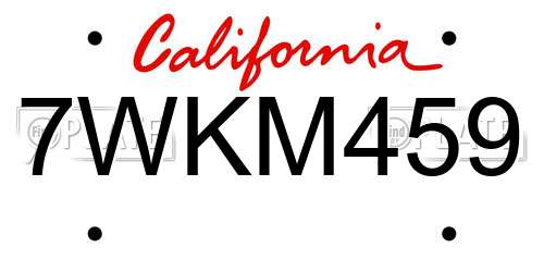 7WKM459 California License Plate