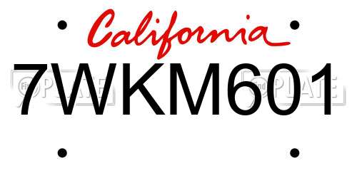 7WKM601 California License Plate