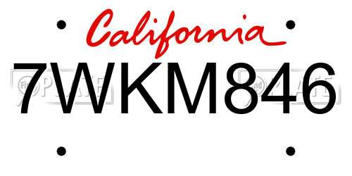 7WKM846 California License Plate