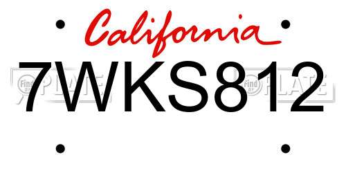 7WKS812 California License Plate