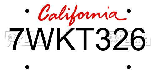 7WKT326 California License Plate