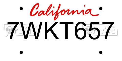 7WKT657 California License Plate