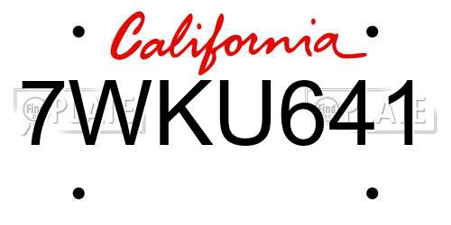7WKU641 California License Plate