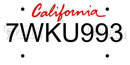 7WKU993 California License Plate