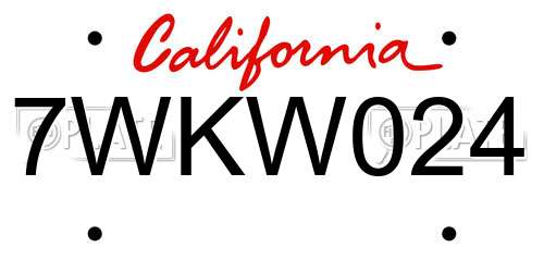 7WKW024 California License Plate