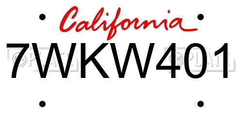 7WKW401 California License Plate