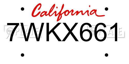 7WKX661 California License Plate