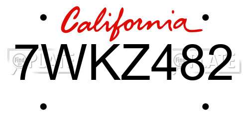 7WKZ482 California License Plate