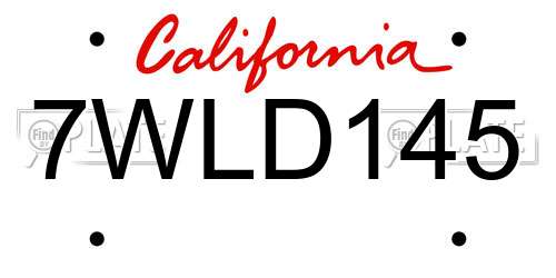 7WLD145 California License Plate
