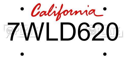 7WLD620 California License Plate