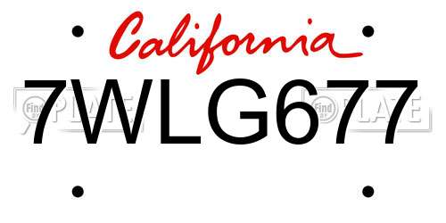 7WLG677 California License Plate