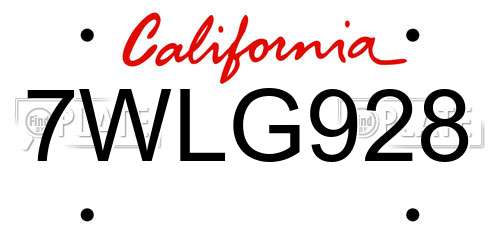 7WLG928 California License Plate