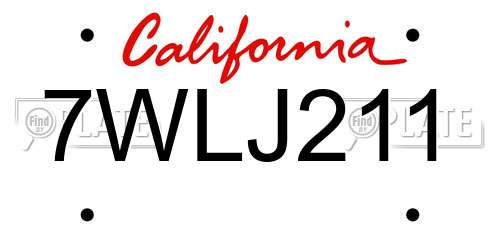 7WLJ211 California License Plate