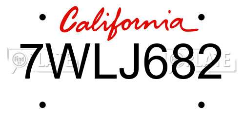 7WLJ682 California License Plate