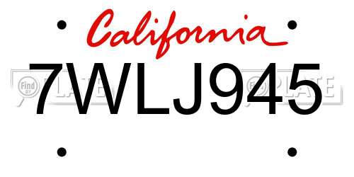 7WLJ945 California License Plate