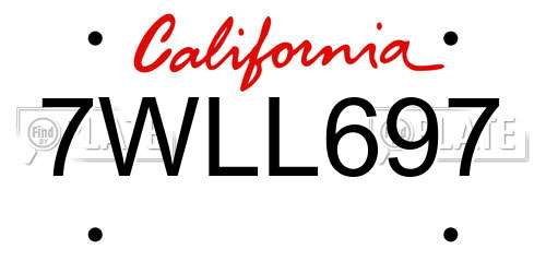 7WLL697 California License Plate
