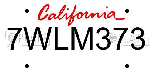 7WLM373 California License Plate
