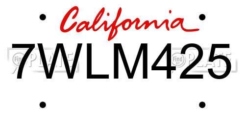7WLM425 California License Plate