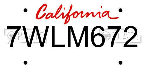 7WLM672 California License Plate
