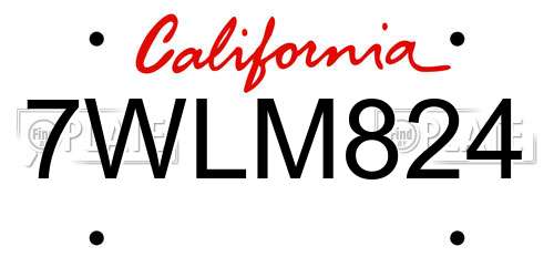 7WLM824 California License Plate