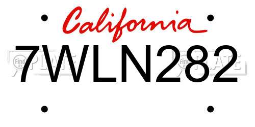 7WLN282 California License Plate