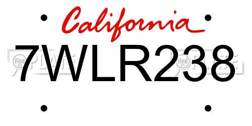 7WLR238 California License Plate