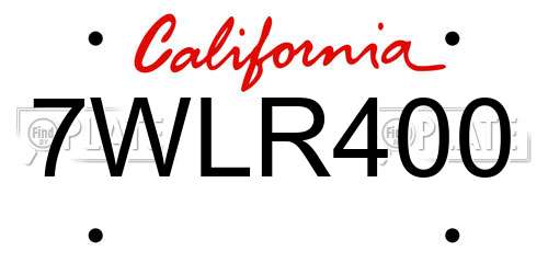 7WLR400 California License Plate