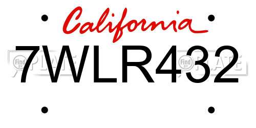 7WLR432 California License Plate