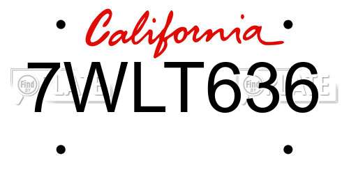 7WLT636 California License Plate