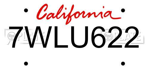 7WLU622 California License Plate