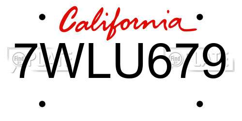 7WLU679 California License Plate
