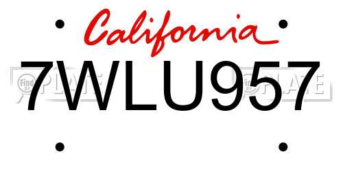7WLU957 California License Plate