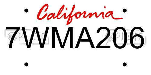 7WMA206 California License Plate
