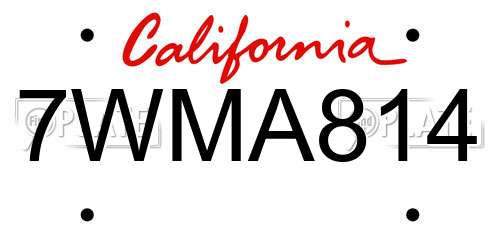 7WMA814 California License Plate