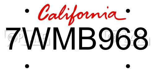 7WMB968 California License Plate