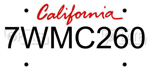 7WMC260 California License Plate