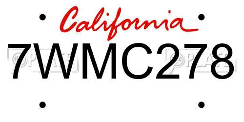 7WMC278 California License Plate